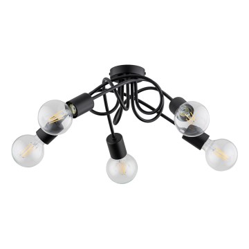 Candeeiro integrado INTER 5xE27/15W/230V preto