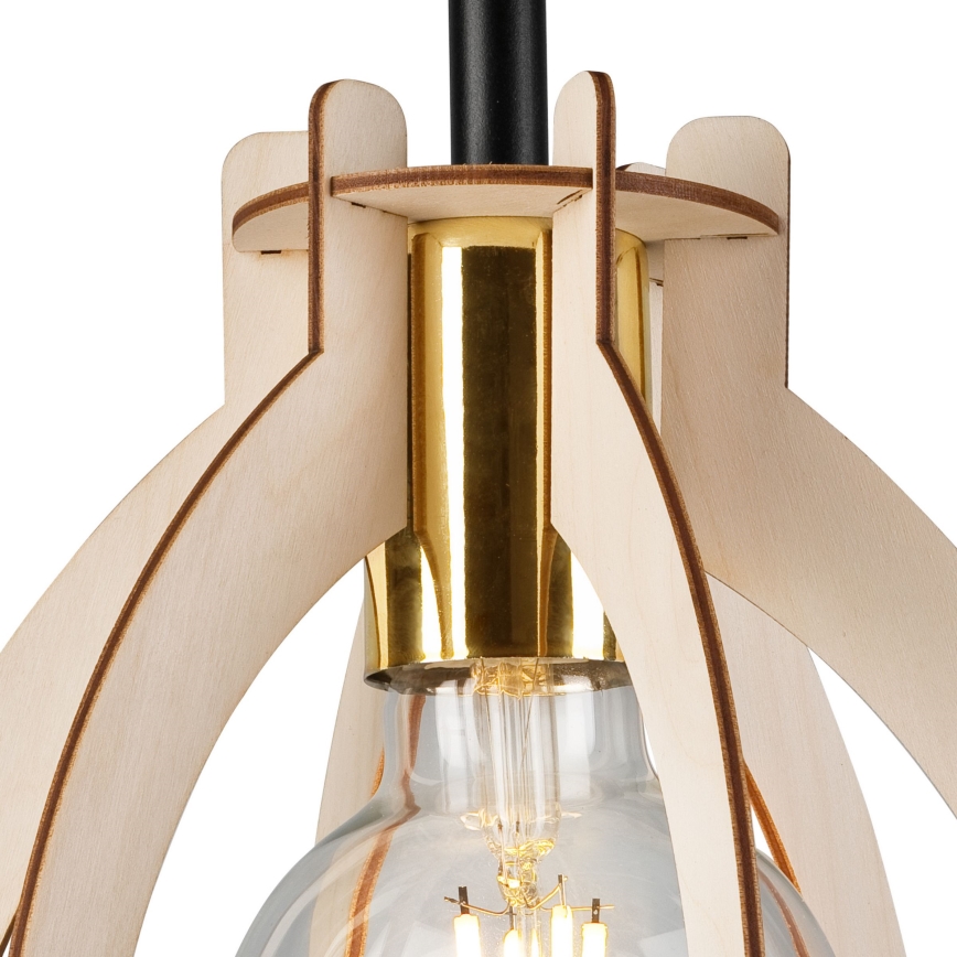 Candeeiro integrado LANDO 1xE27/15W/230V diâmetro 21 cm faia