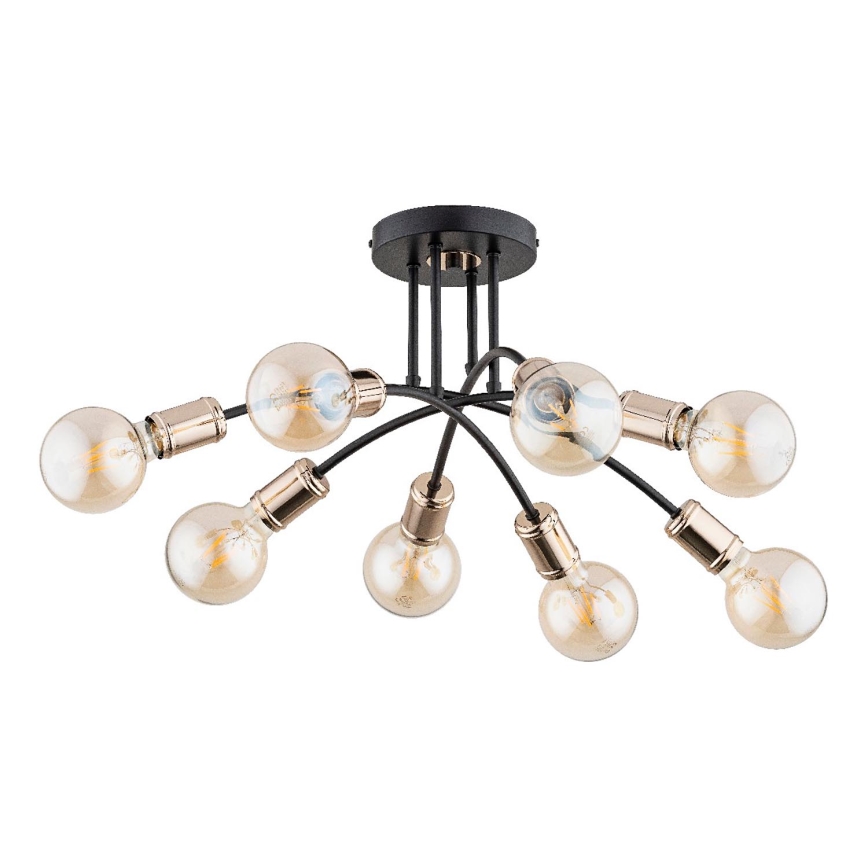 Candeeiro integrado LANTI 8xE27/15W/230V dourado/preto