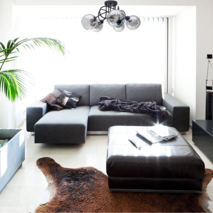 Candeeiro integrado LATIL 5xE27/60W/230V preto