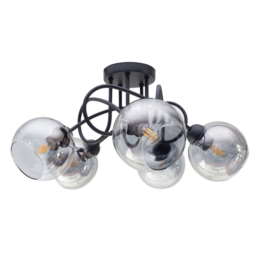 Candeeiro integrado LATIL 5xE27/60W/230V preto