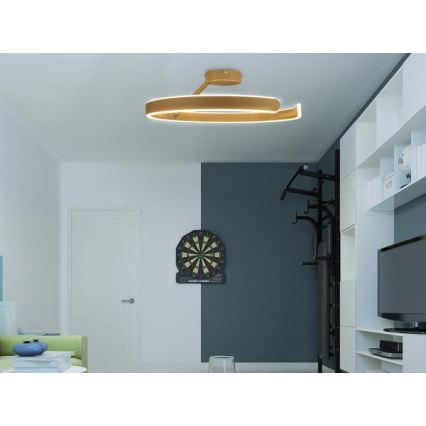 Candeeiro integrado LED com regulação LED/72W/230V 3000-6500K dourado + comando