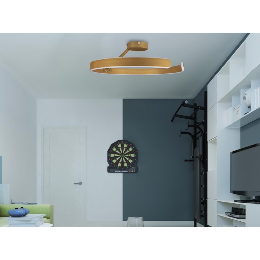 Candeeiro integrado LED com regulação LED/72W/230V 3000-6500K dourado + comando
