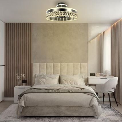 Lustre em cristal de superfície regulável LED/75W/230V 3000-6500K cromado mate + comando