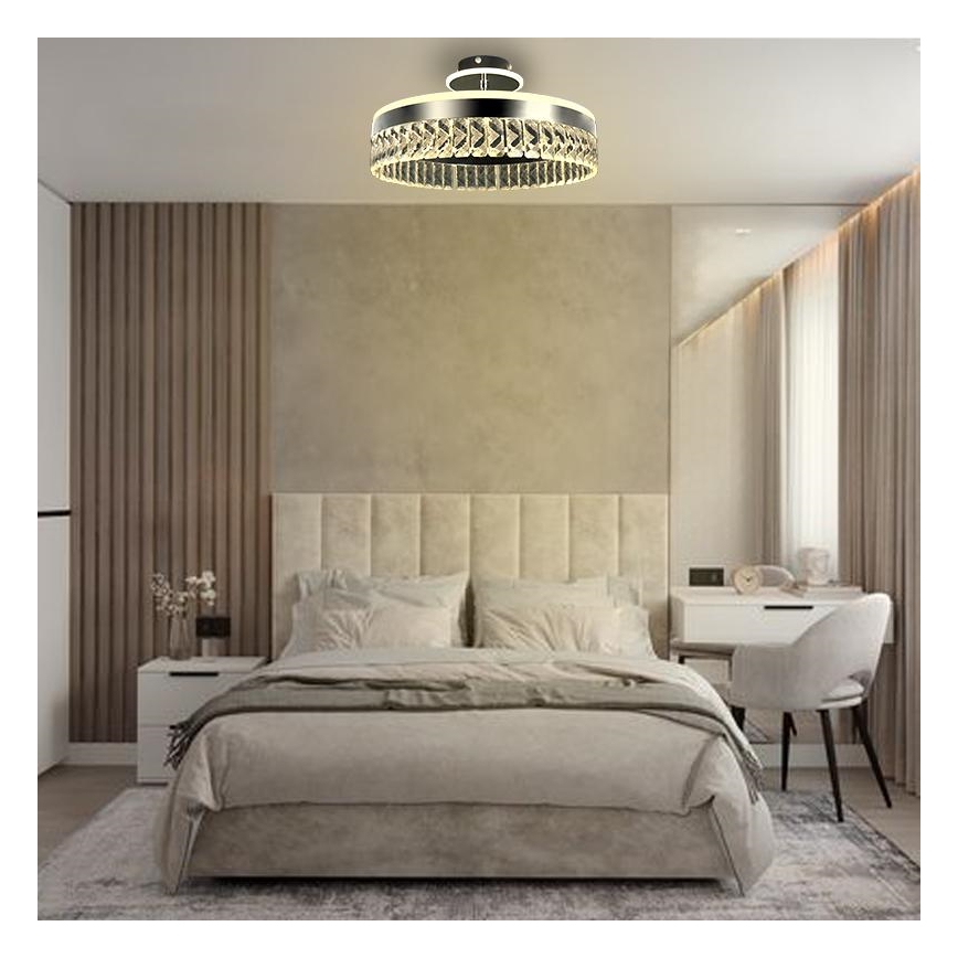 Lustre em cristal de superfície regulável LED/75W/230V 3000-6500K cromado mate + comando