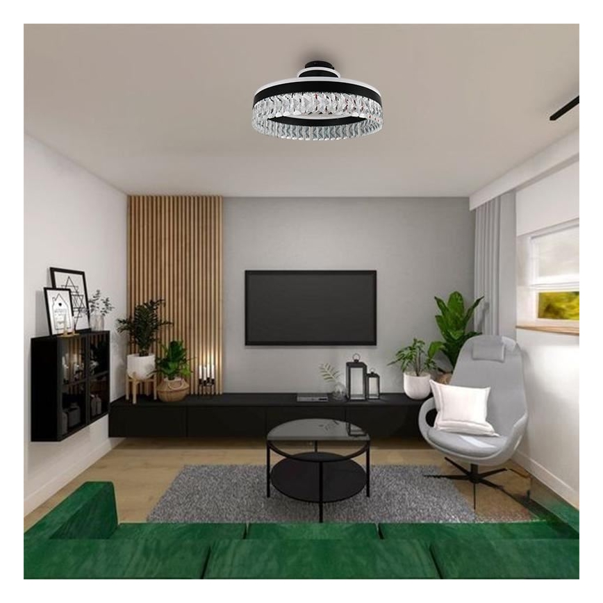 Candeeiro de cristal integrado LED com regulação LED/75W/230V 3000-6500K preto + comando