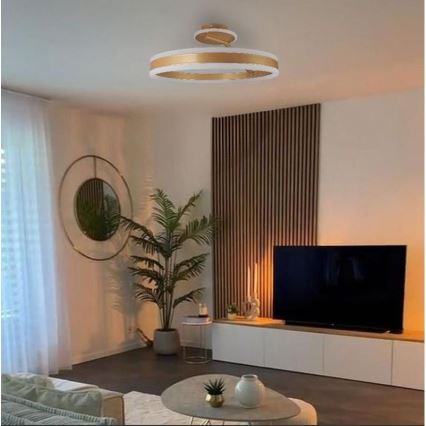 Candeeiro integrado LED com regulação LED/86W/230V 3000-6500K dourado + comando