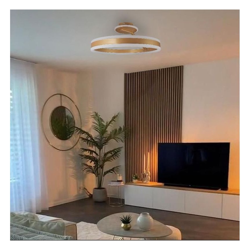Candeeiro integrado LED com regulação LED/86W/230V 3000-6500K dourado + comando