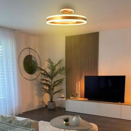 Candeeiro integrado LED com regulação LED/86W/230V 3000-6500K dourado + comando