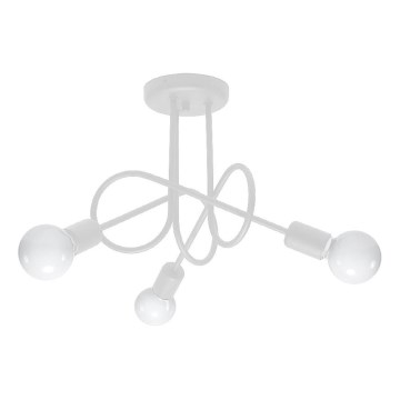 Candeeiro integrado LOOP 3xE27/15W/230V branco