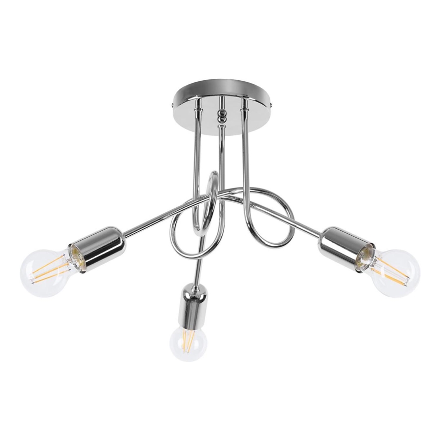 Candeeiro integrado LOOP 3xE27/15W/230V cromado brilhante
