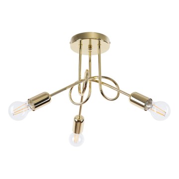 Candeeiro integrado LOOP 3xE27/15W/230V dourado