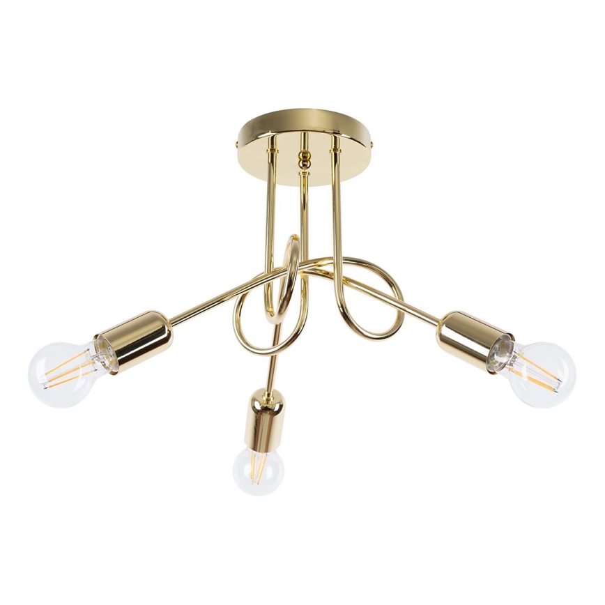 Candeeiro integrado LOOP 3xE27/15W/230V dourado