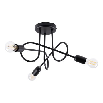 Candeeiro integrado LOOP 3xE27/15W/230V preto