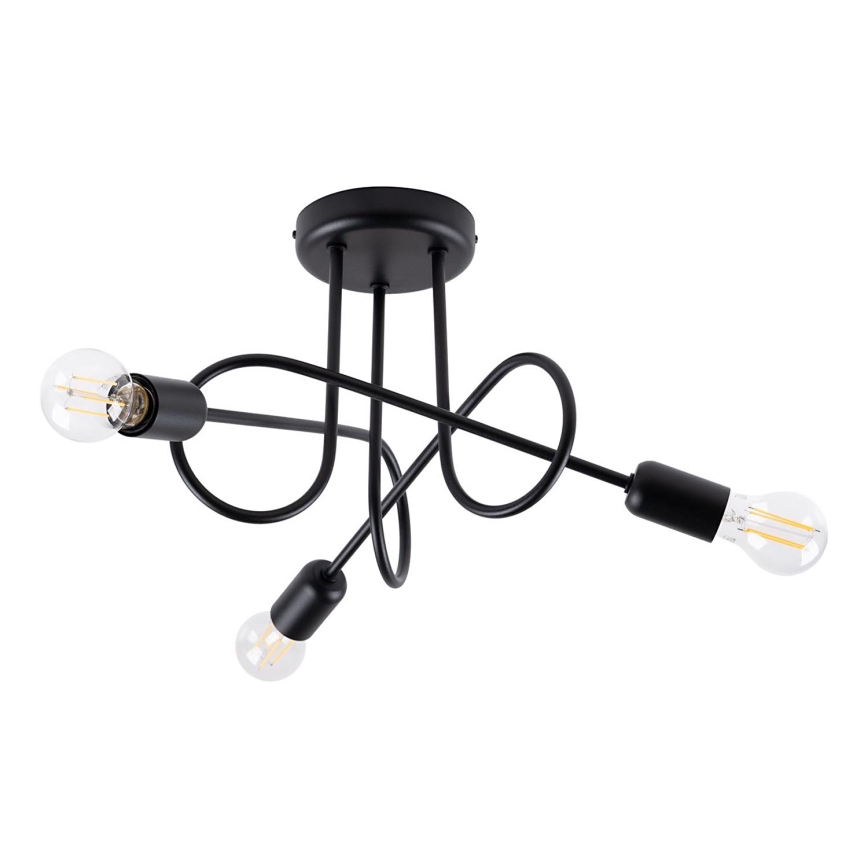 Candeeiro integrado LOOP 3xE27/15W/230V preto