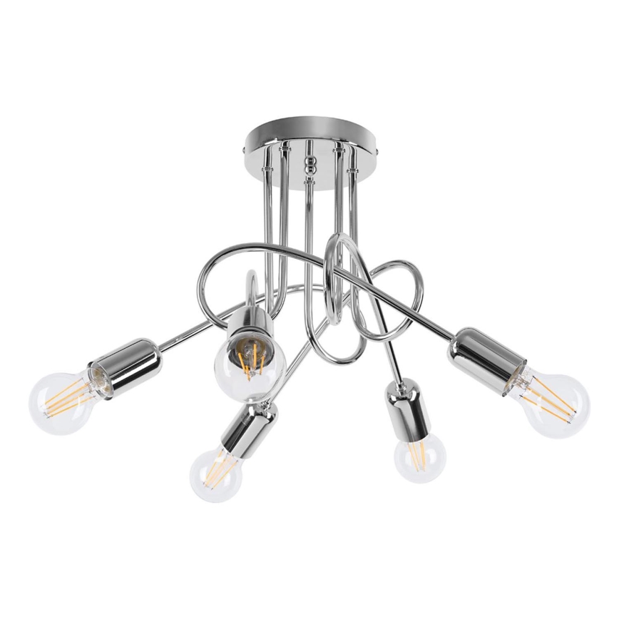 Candeeiro integrado LOOP 5xE27/15W/230V cromado brilhante