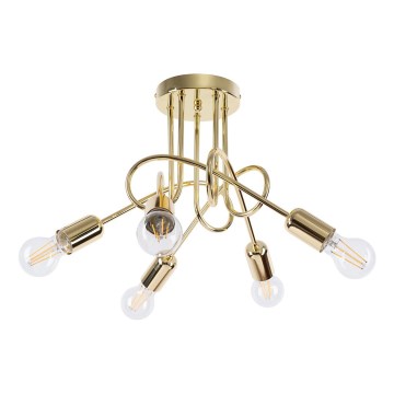 Candeeiro integrado LOOP 5xE27/15W/230V dourado