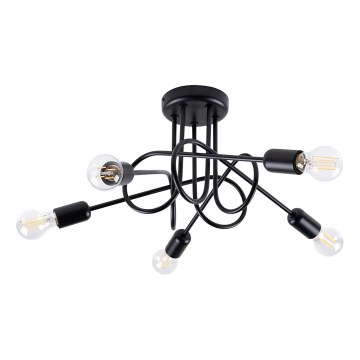 Candeeiro integrado LOOP 5xE27/15W/230V preto
