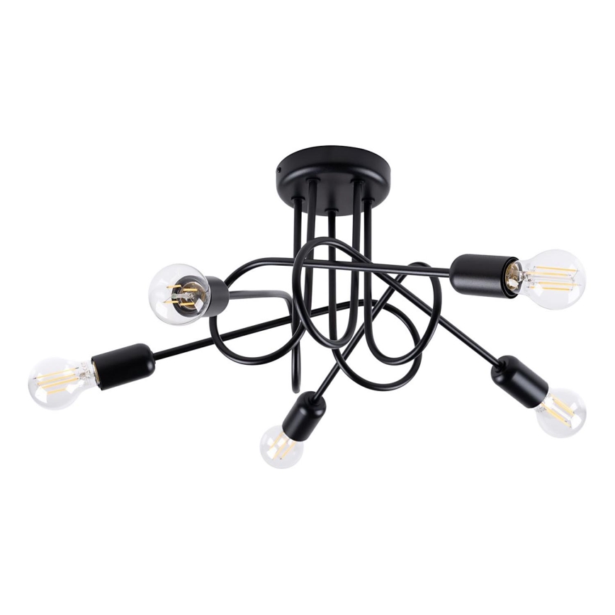Candeeiro integrado LOOP 5xE27/15W/230V preto