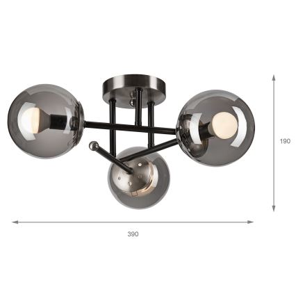 Candeeiro integrado MALENA 3xE14/5W/230V preto/cinzento