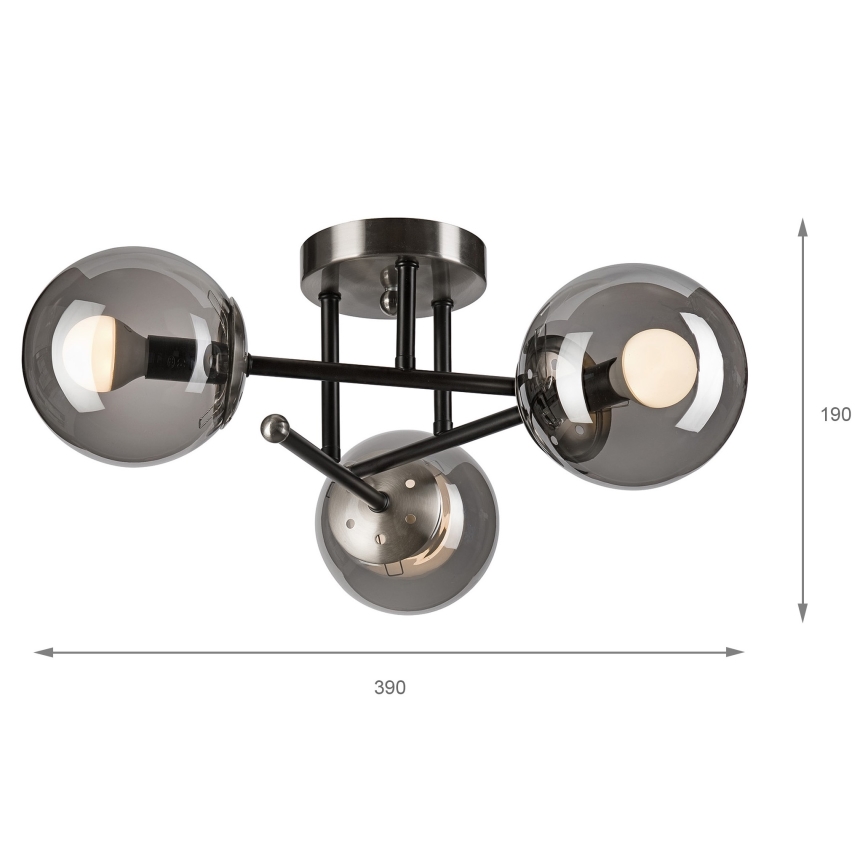 Candeeiro integrado MALENA 3xE14/5W/230V preto/cinzento