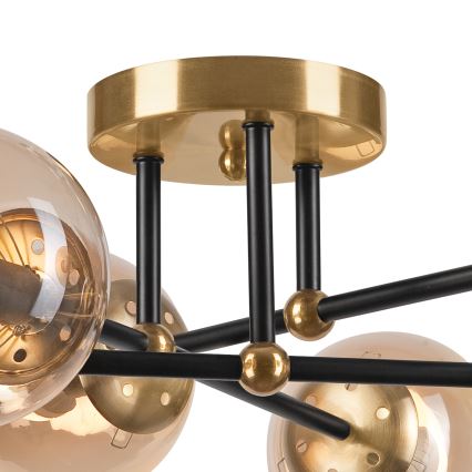 Candeeiro integrado MALENA 6xE14/5W/230V dourado/preto/fumado bege