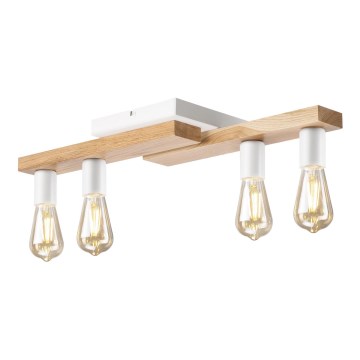 Candeeiro integrado MATTE 4xE27/15W/230V branco/carvalho