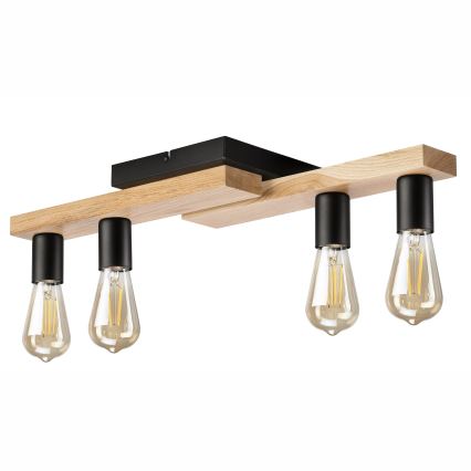 Candeeiro integrado MATTE 4xE27/15W/230V preto/carvalho
