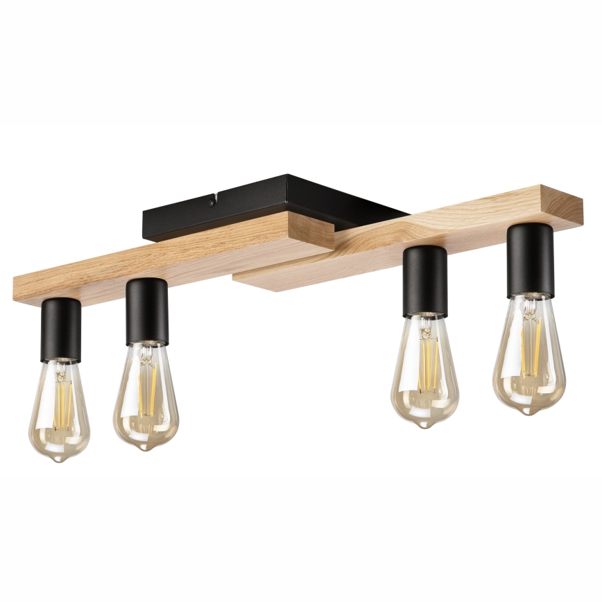 Candeeiro integrado MATTE 4xE27/15W/230V preto/carvalho