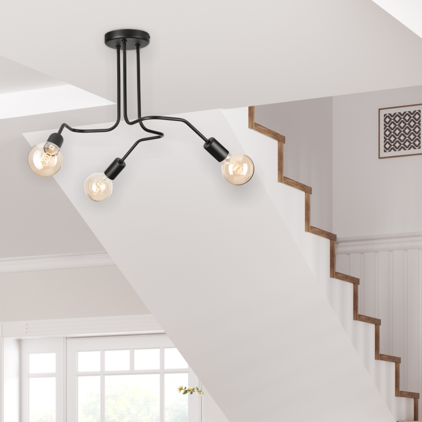Candeeiro integrado MATYLDA 3xE27/60W/230V preto
