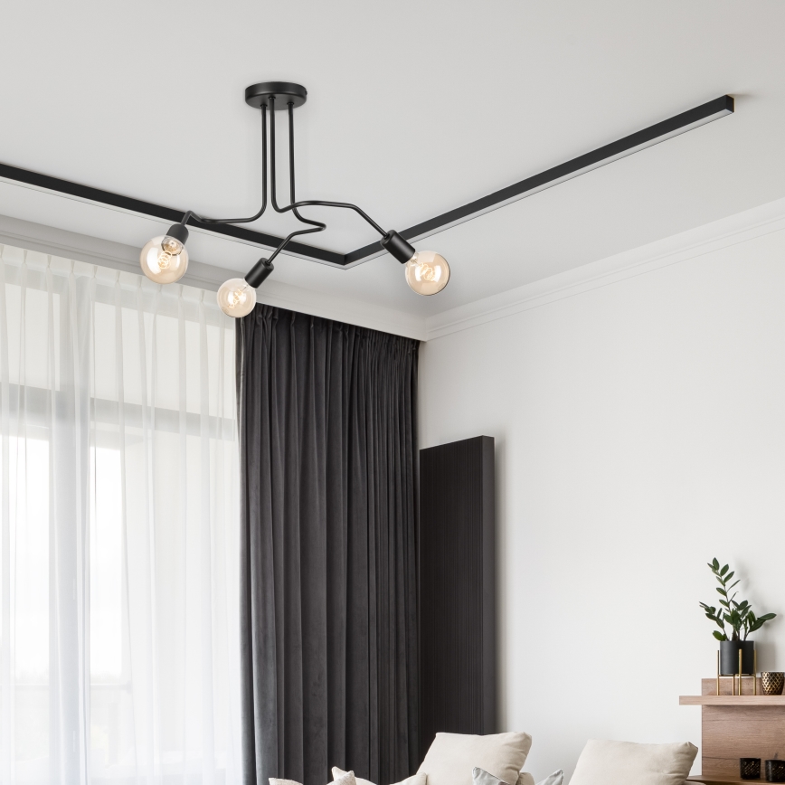 Candeeiro integrado MATYLDA 3xE27/60W/230V preto