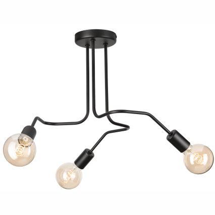 Candeeiro integrado MATYLDA 3xE27/60W/230V preto