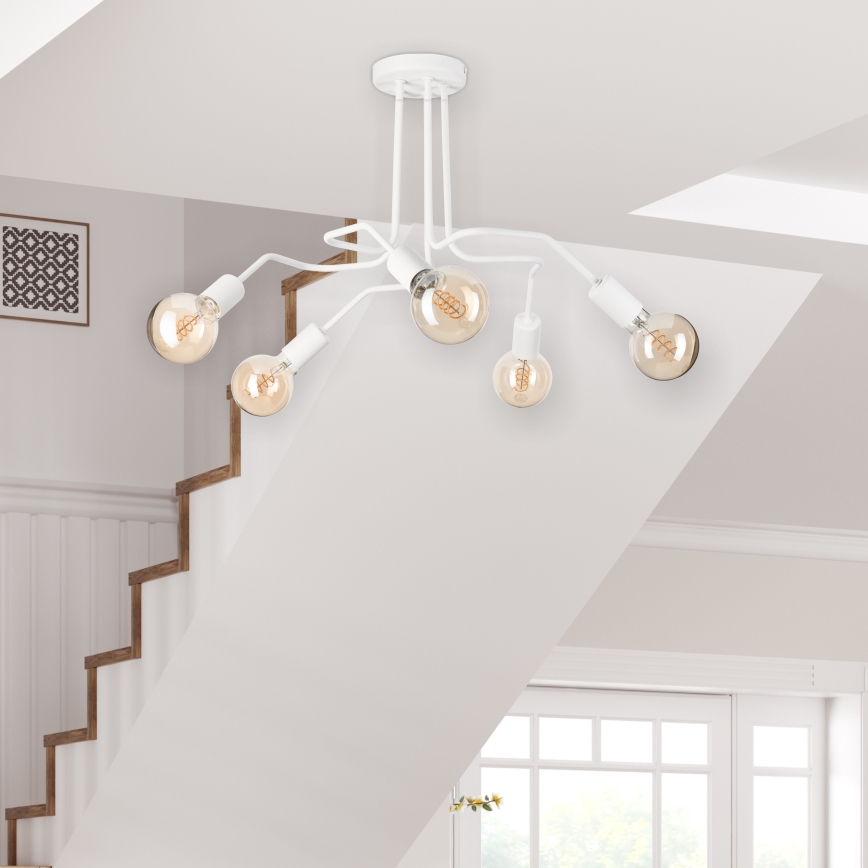 Candeeiro integrado MATYLDA 5xE27/60W/230V branco
