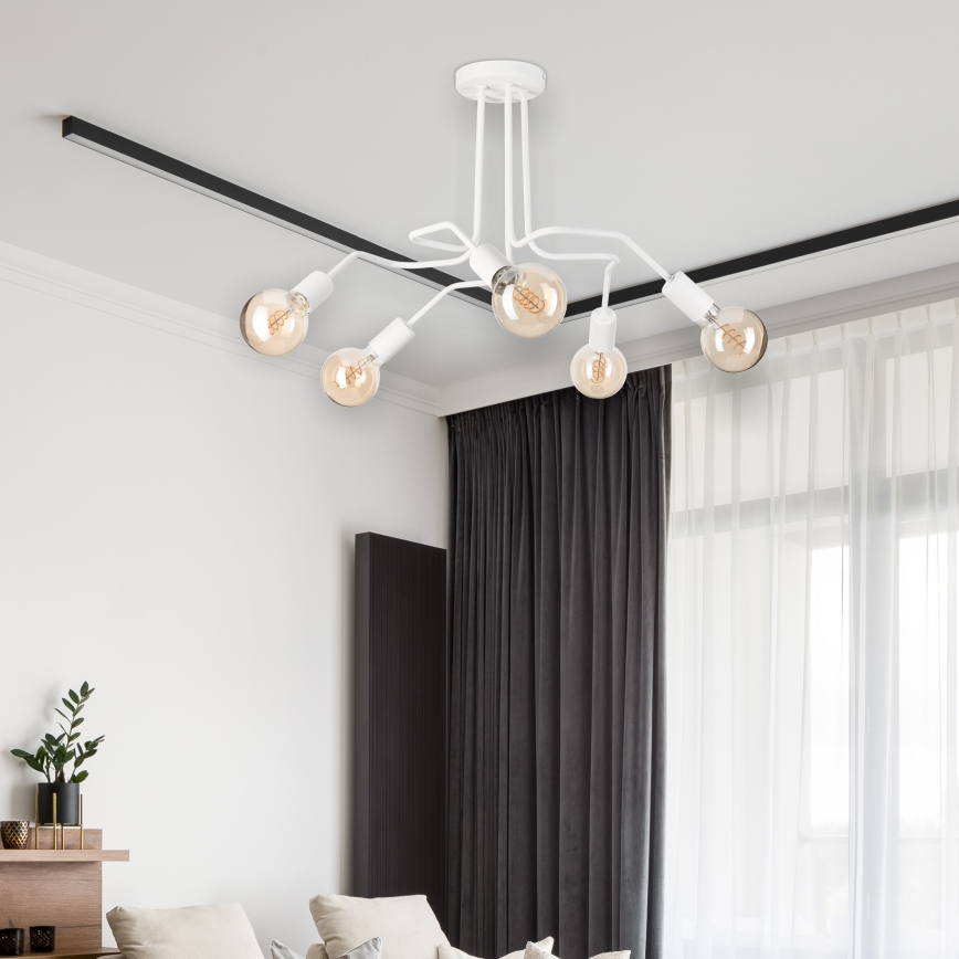 Candeeiro integrado MATYLDA 5xE27/60W/230V branco