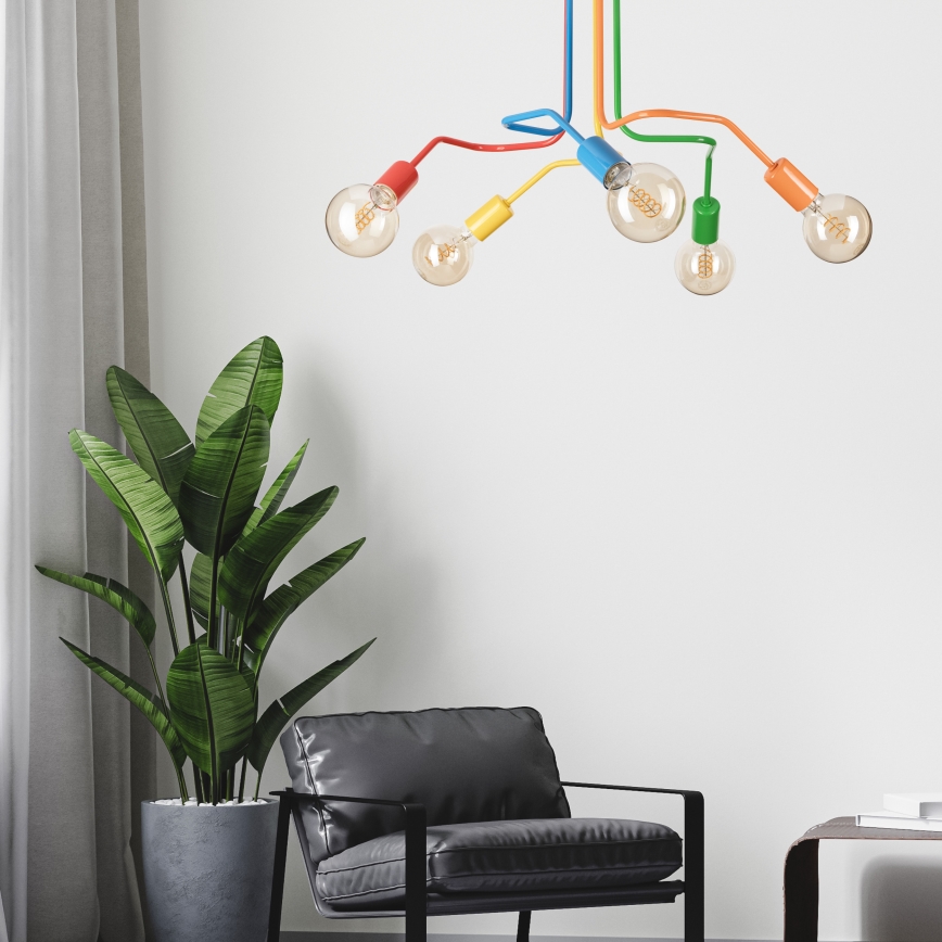 Candeeiro integrado MATYLDA 5xE27/60W/230V colorido
