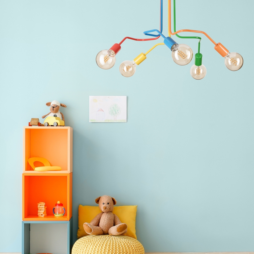 Candeeiro integrado MATYLDA 5xE27/60W/230V colorido