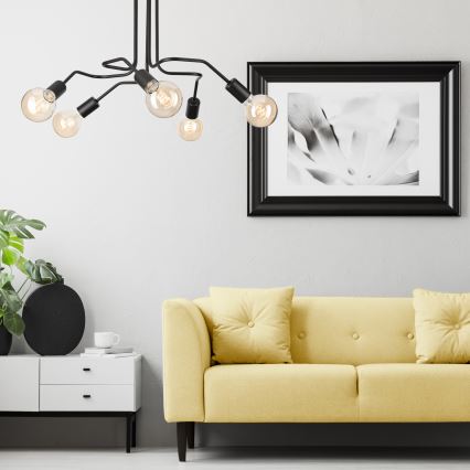 Candeeiro integrado MATYLDA 5xE27/60W/230V preto