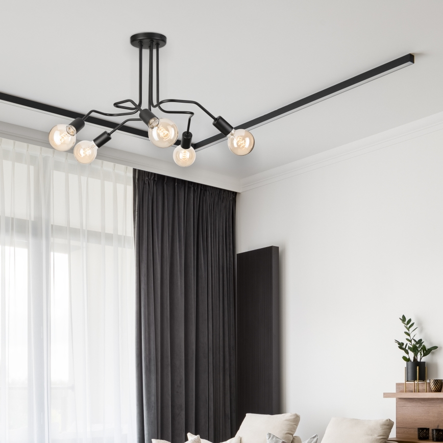 Candeeiro integrado MATYLDA 5xE27/60W/230V preto