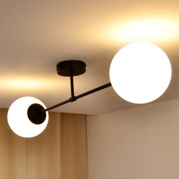 Candeeiro integrado MOON 2xE27/15W/230V preto