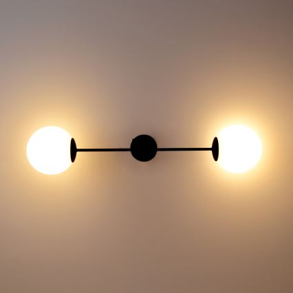 Candeeiro integrado MOON 2xE27/15W/230V preto