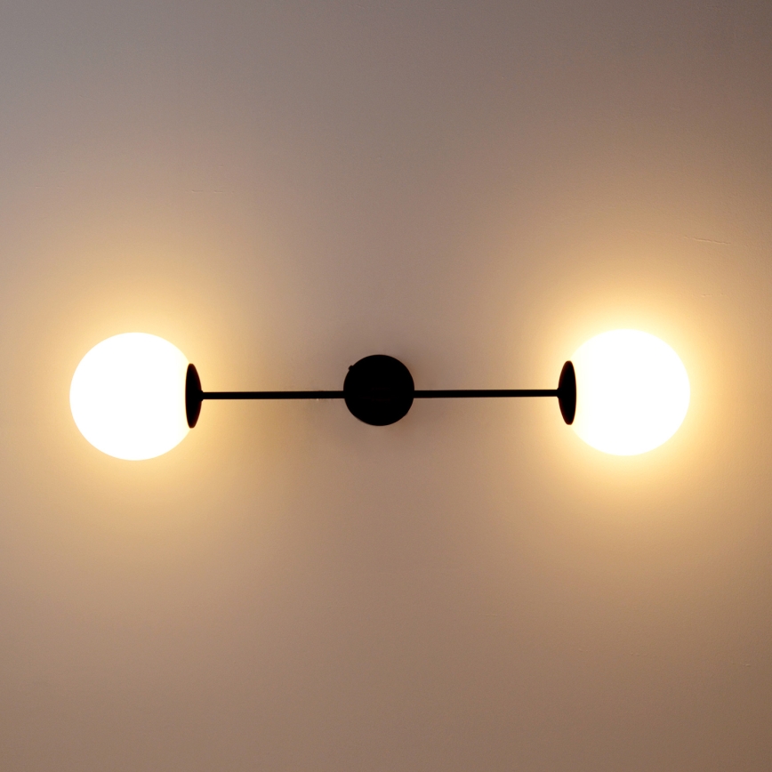 Candeeiro integrado MOON 2xE27/15W/230V preto