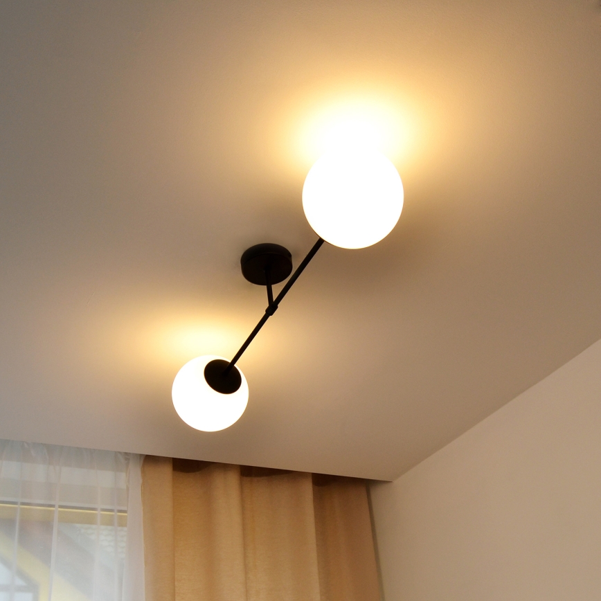 Candeeiro integrado MOON 2xE27/15W/230V preto