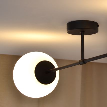 Candeeiro integrado MOON 2xE27/15W/230V preto