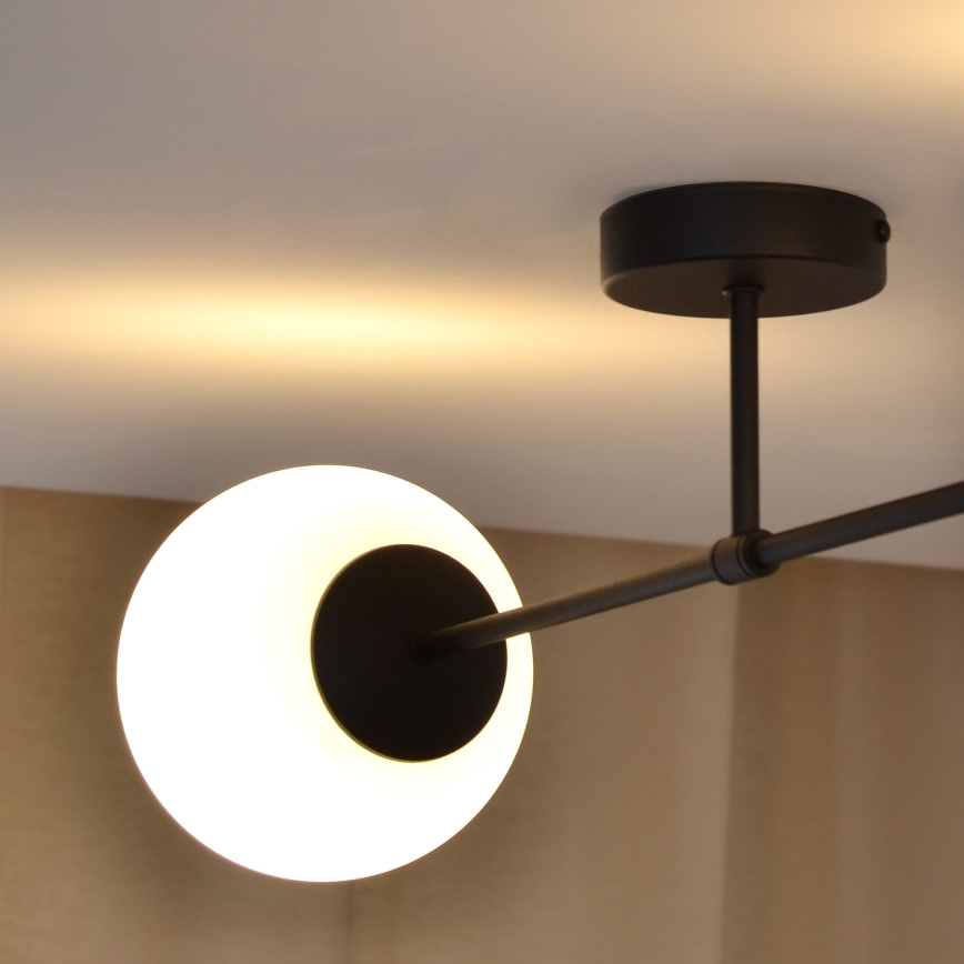 Candeeiro integrado MOON 2xE27/15W/230V preto