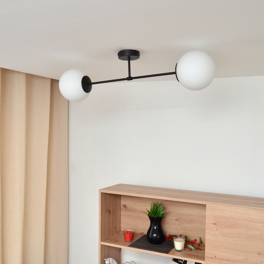 Candeeiro integrado MOON 2xE27/15W/230V preto
