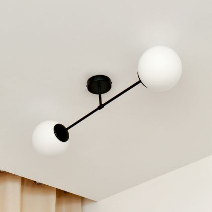 Candeeiro integrado MOON 2xE27/15W/230V preto