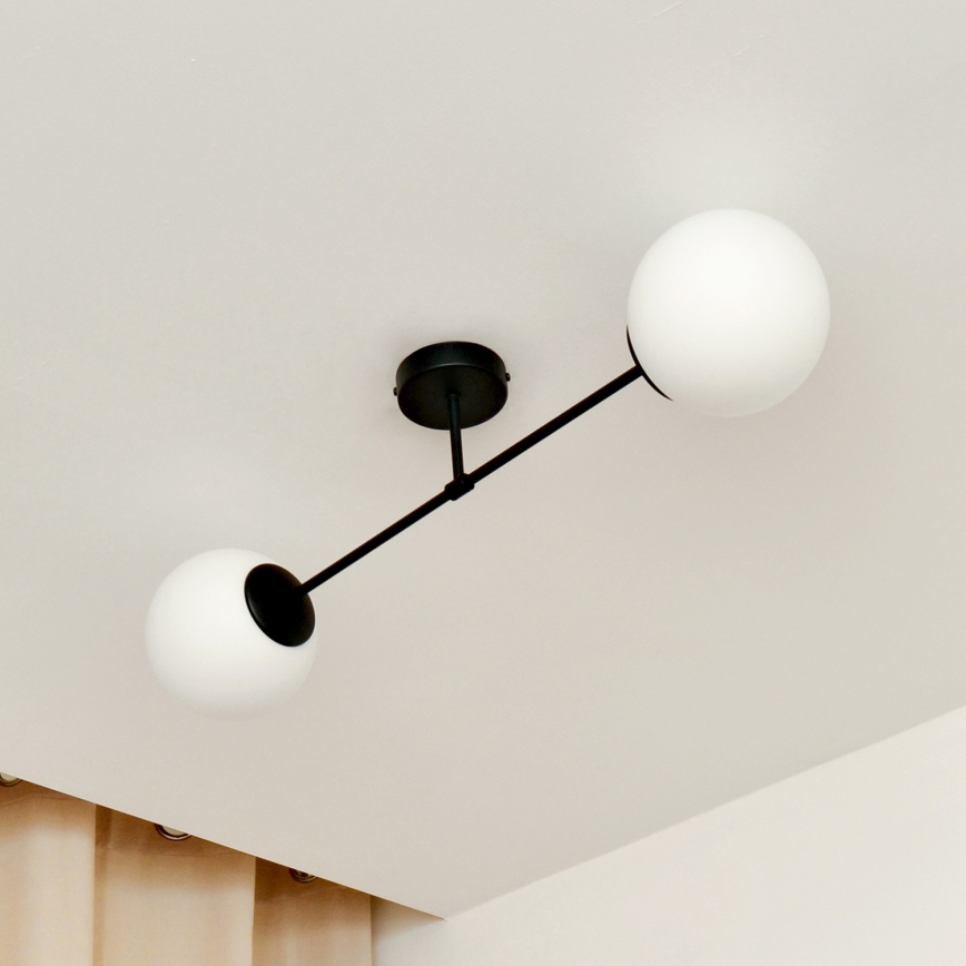 Candeeiro integrado MOON 2xE27/15W/230V preto