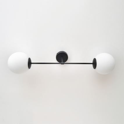 Candeeiro integrado MOON 2xE27/15W/230V preto