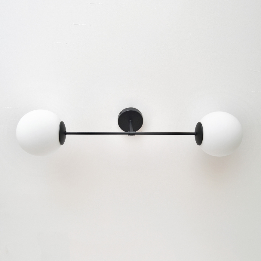 Candeeiro integrado MOON 2xE27/15W/230V preto