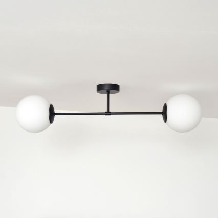 Candeeiro integrado MOON 2xE27/15W/230V preto